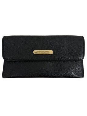 Michael Kors Bi-fold Black Leather Credit Card Bills Wallet Clutch, Snap Closure
